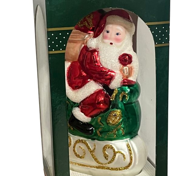 Vintage Santa Clause Sleigh Blown Glass Ornament - Picture 2 of 5